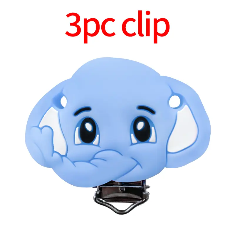 3pcs Silicone Elephant Bear Fox Unicorn Lion Shape Clips DIY Pacifier Chain Animal Nipple Holder Clamps