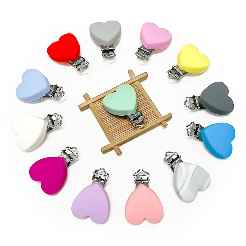 3pcs Silicone Love Pacifier Clip Pacifier Chain Holder Soother Nursing Clips BPA Free Pacifier Chain Accessories