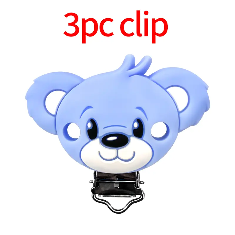 3pcs Silicone Elephant Bear Fox Unicorn Lion Shape Clips DIY Pacifier Chain Animal Nipple Holder Clamps
