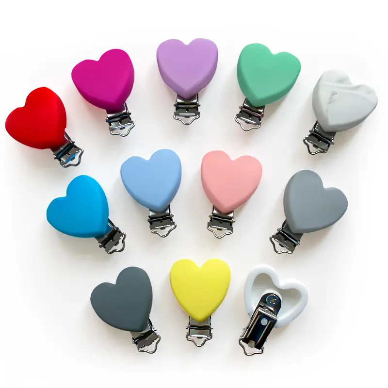 3pcs Silicone Love Pacifier Clip Pacifier Chain Holder Soother Nursing Clips BPA Free Pacifier Chain Accessories