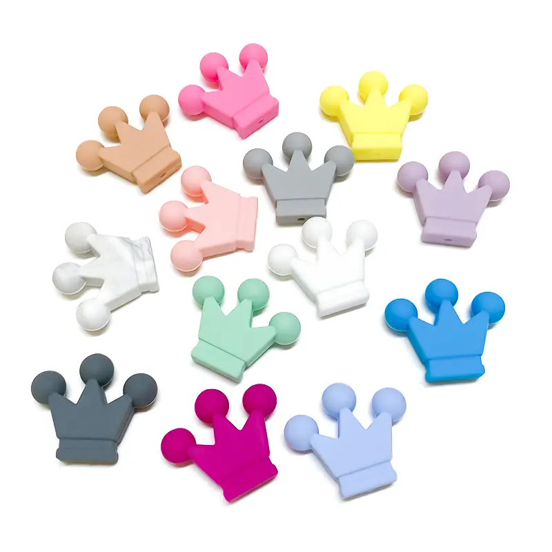 10pcs Food Grade Crown Silicone Beads Baby Teething Toys  Silicone DIY Pacifier Chain Pendant Accessories Baby Teethers