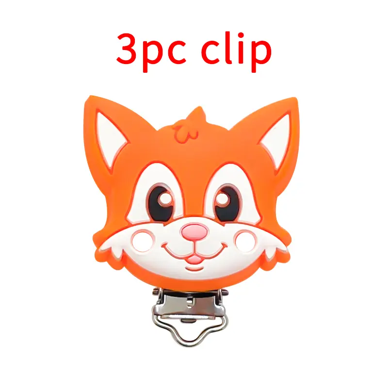 3pcs Silicone Elephant Bear Fox Unicorn Lion Shape Clips DIY Pacifier Chain Animal Nipple Holder Clamps