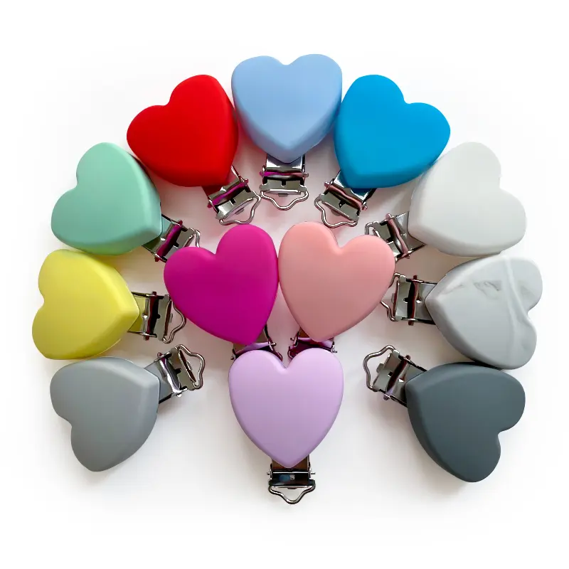 3pcs Silicone Love Pacifier Clip Pacifier Chain Holder Soother Nursing Clips BPA Free Pacifier Chain Accessories