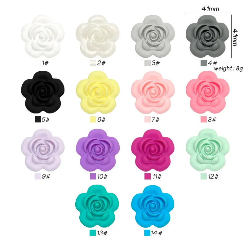 10pcs Silicone Rose Beads Flower Food Grade Teether DIY Nursing Jewelry Sensory Chewing Toy Accessories