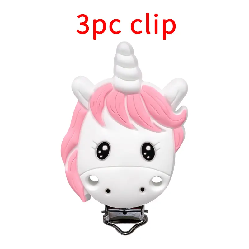 3pcs Silicone Elephant Bear Fox Unicorn Lion Shape Clips DIY Pacifier Chain Animal Nipple Holder Clamps