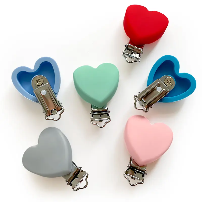 3pcs Silicone Love Pacifier Clip Pacifier Chain Holder Soother Nursing Clips BPA Free Pacifier Chain Accessories