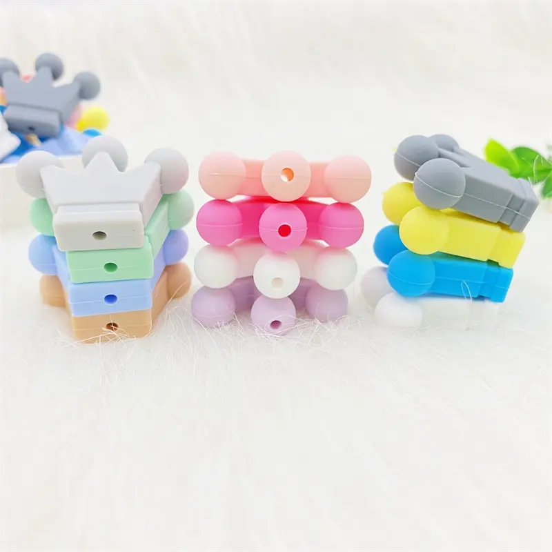 10pcs Food Grade Crown Silicone Beads Baby Teething Toys  Silicone DIY Pacifier Chain Pendant Accessories Baby Teethers