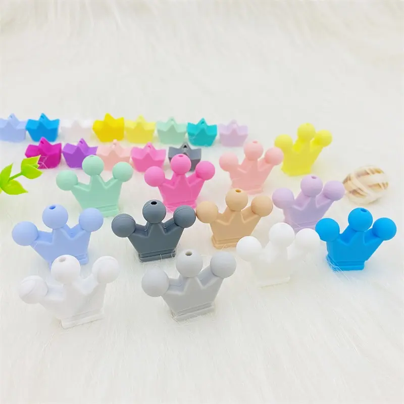 10pcs Food Grade Crown Silicone Beads Baby Teething Toys  Silicone DIY Pacifier Chain Pendant Accessories Baby Teethers