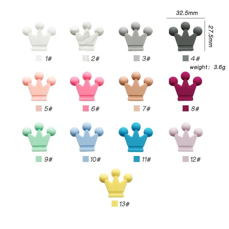 10pcs Food Grade Crown Silicone Beads Baby Teething Toys  Silicone DIY Pacifier Chain Pendant Accessories Baby Teethers