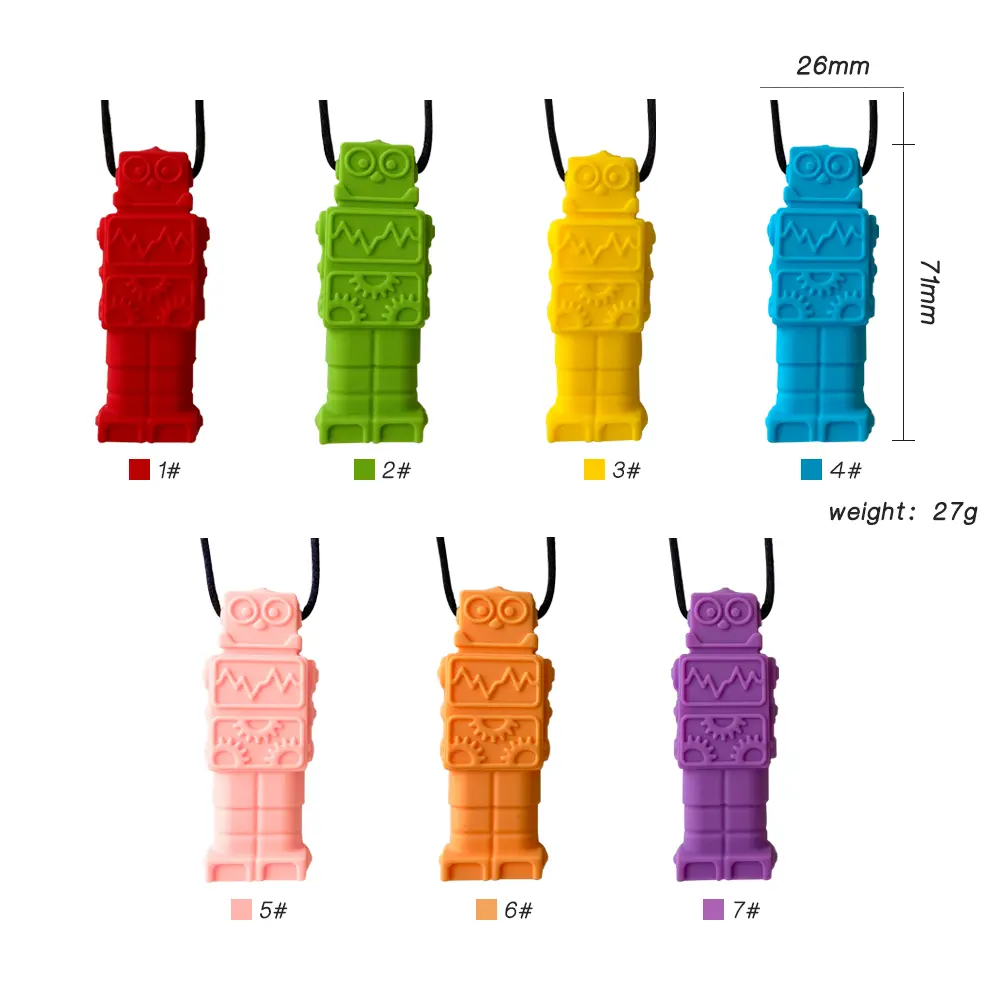 1pcs Gem Silicone Teethers Crystal Chew Necklace Sensory Pandent Chewing Toy for Kids Boys Girls Autism