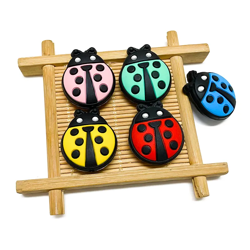 10pcs Mini Ladybug Silicone Beads Baby Dummy Cartoon Pacifier Toy Accessories