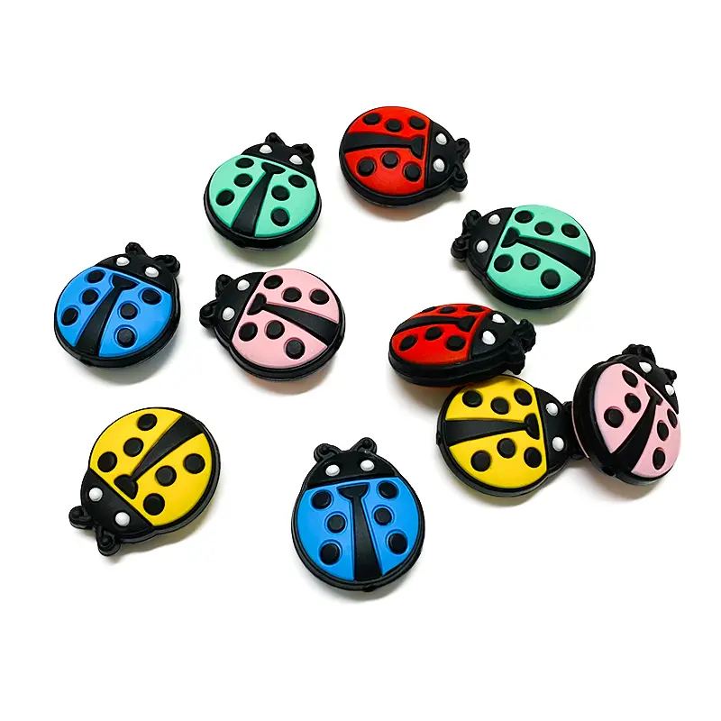 10pcs Mini Ladybug Silicone Beads Baby Dummy Cartoon Pacifier Toy Accessories