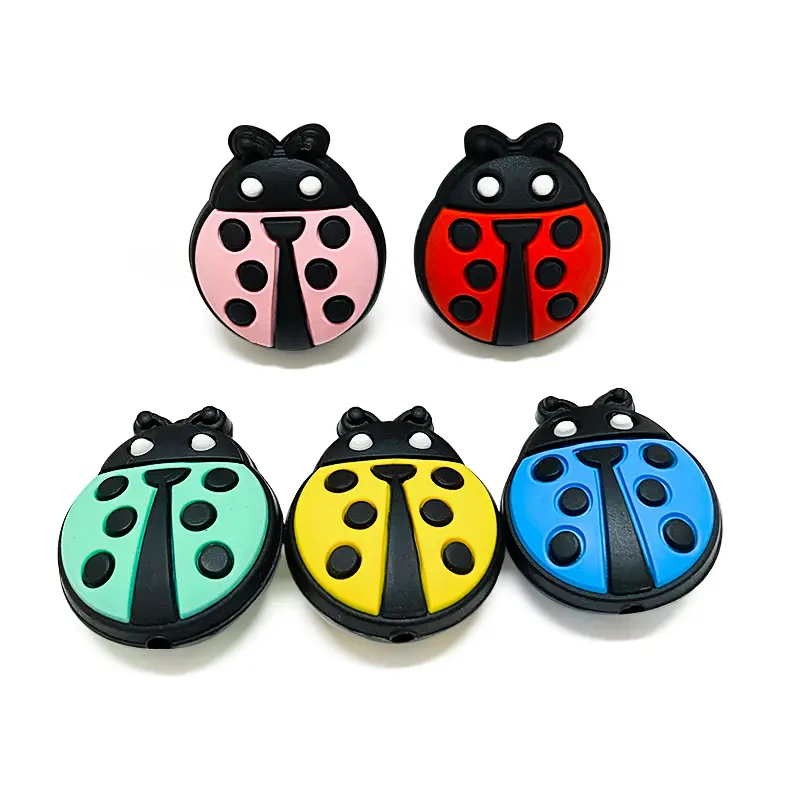 10pcs Mini Ladybug Silicone Beads Baby Dummy Cartoon Pacifier Toy Accessories