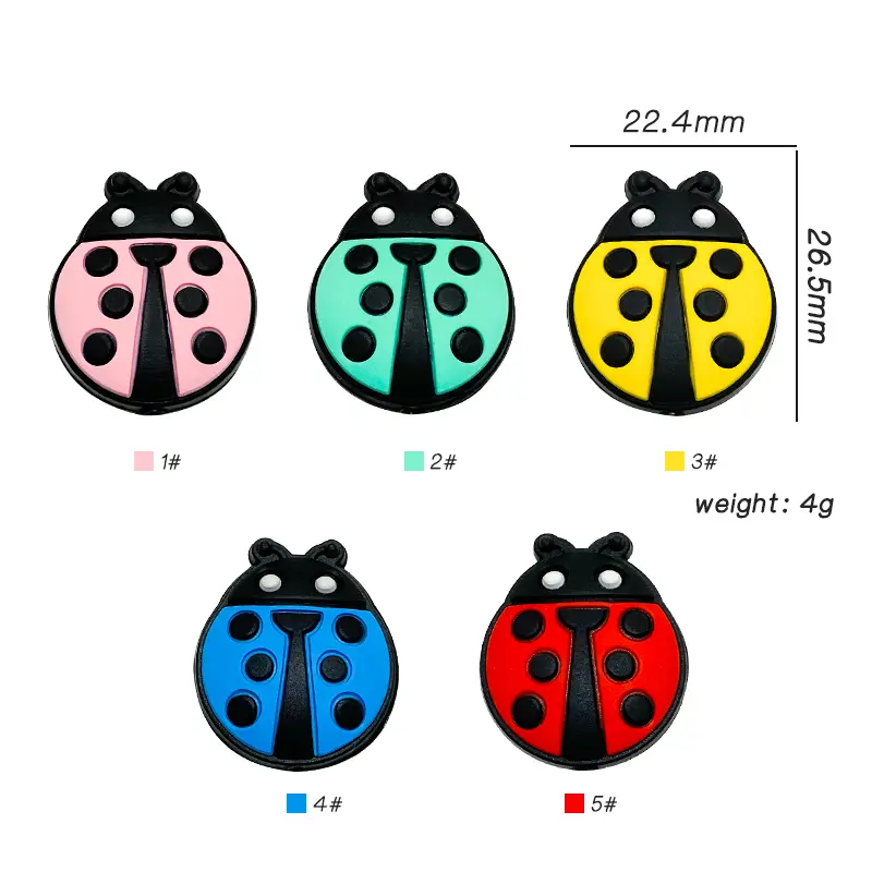 10pcs Mini Ladybug Silicone Beads Baby Dummy Cartoon Pacifier Toy Accessories