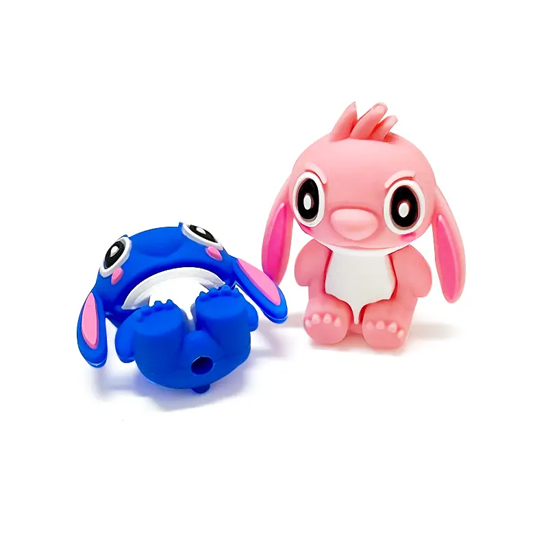 10pcs 3D Stitch Silicone focal beads Teether Jewelry Beads Food Grade For pen Pacifier Chain