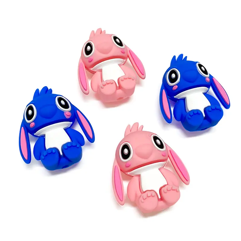 10pcs 3D Stitch Silicone focal beads Teether Jewelry Beads Food Grade For pen Pacifier Chain