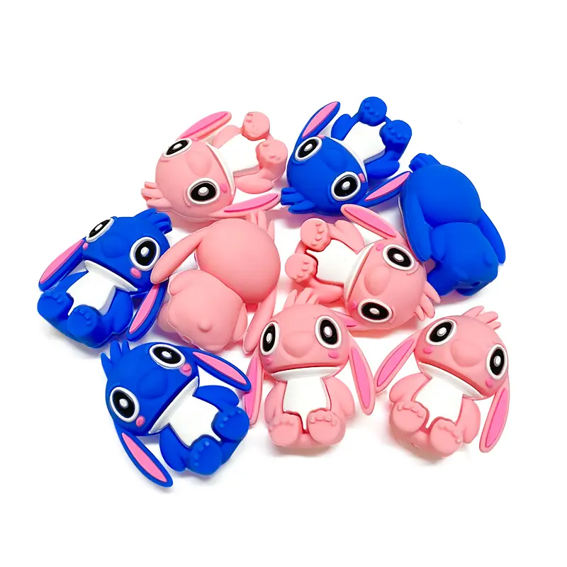 10pcs 3D Stitch Silicone focal beads Teether Jewelry Beads Food Grade For pen Pacifier Chain