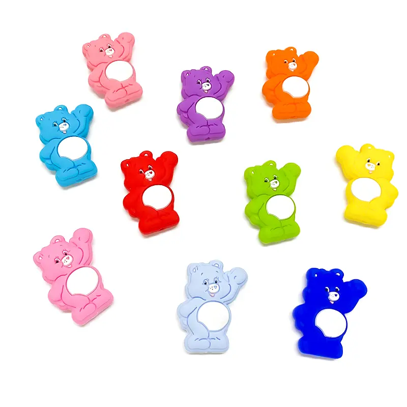 10pcs Silicone The Care Bears Beads Kids Teething Toddler Toys Food Grade Silicone