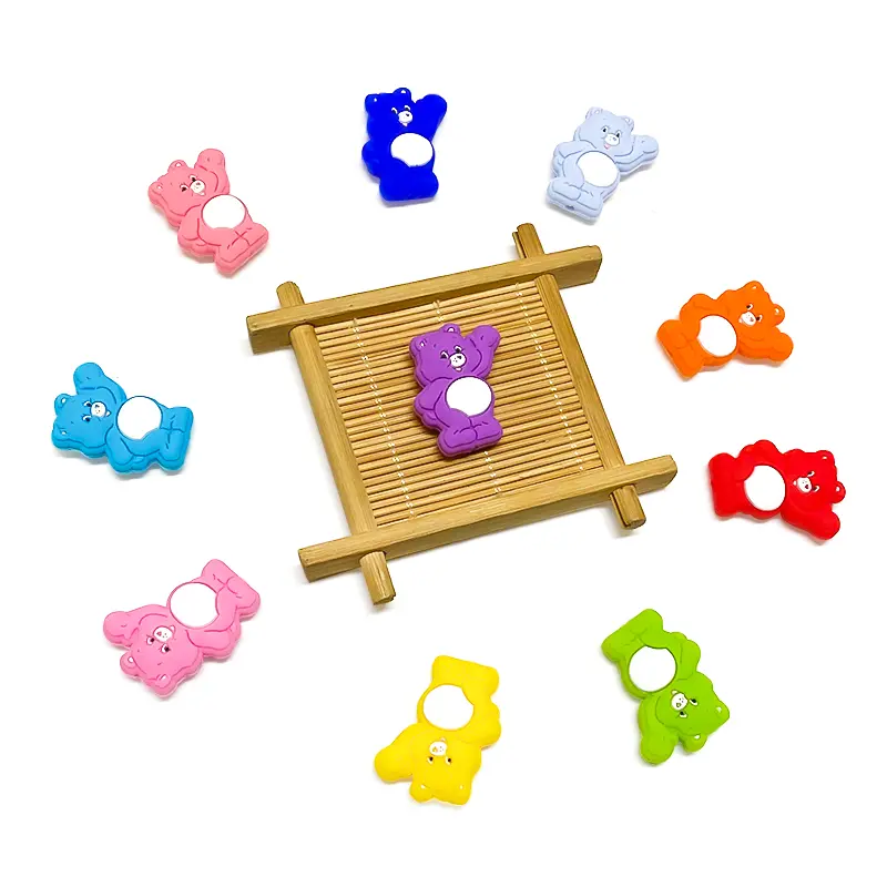 10pcs Silicone The Care Bears Beads Kids Teething Toddler Toys Food Grade Silicone