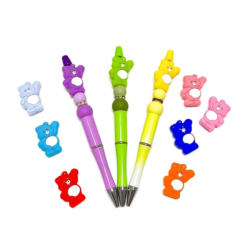 10pcs Silicone The Care Bears Beads Kids Teething Toddler Toys Food Grade Silicone