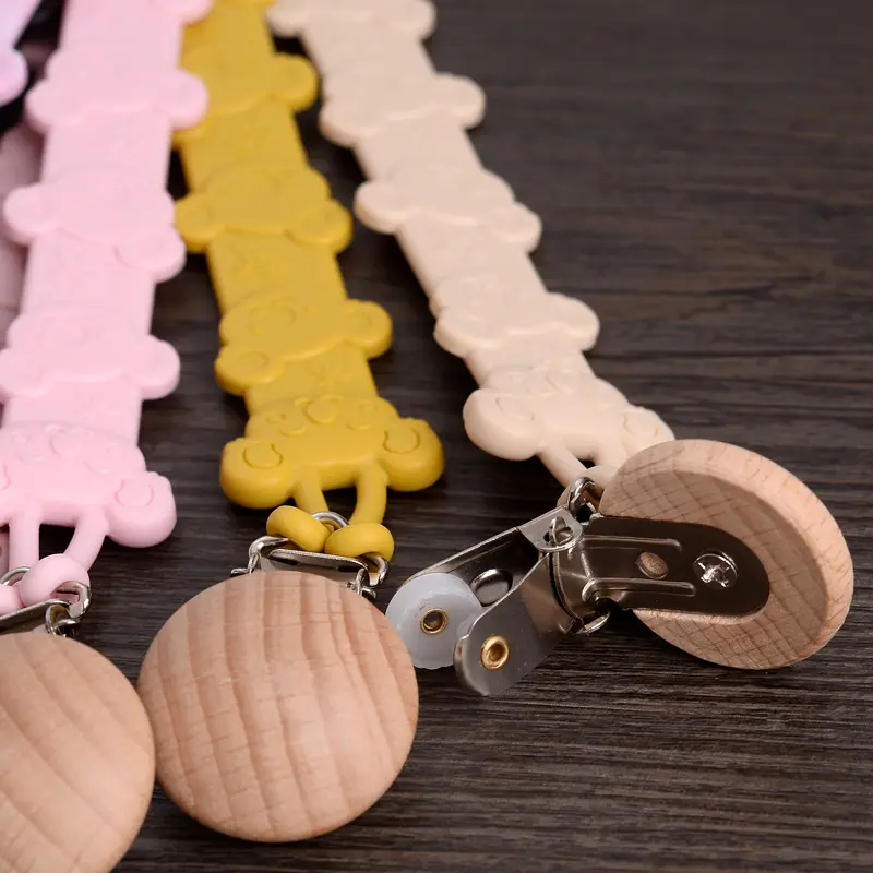 Personalized Name Baby Beech Wood Pacifier Chain Dummy Nipple Holder Clip Baby Soother Chain Babies Teething Toy Baby Chew Gift