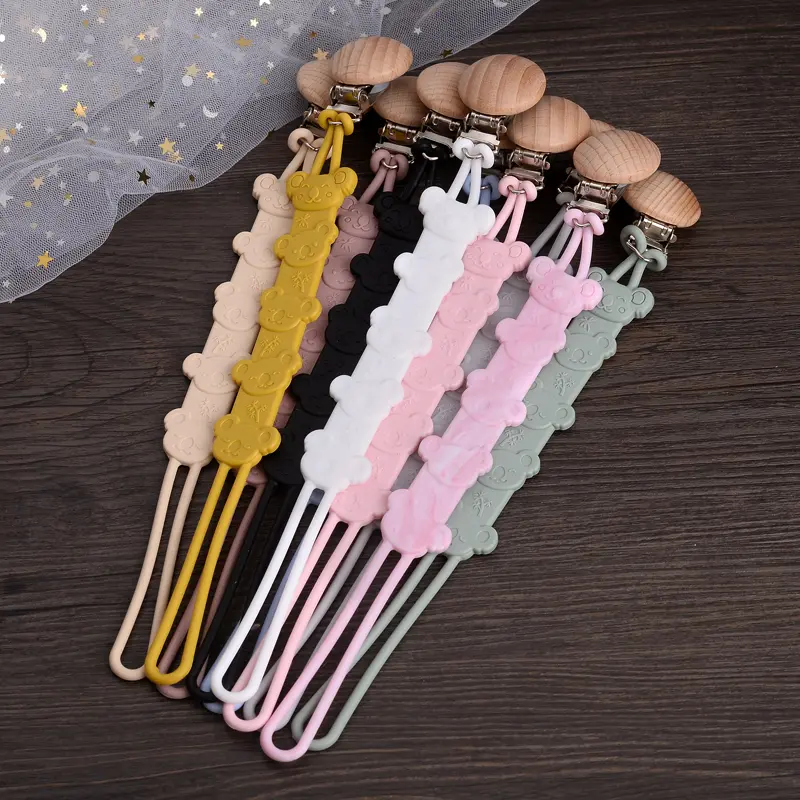Personalized Name Baby Beech Wood Pacifier Chain Dummy Nipple Holder Clip Baby Soother Chain Babies Teething Toy Baby Chew Gift