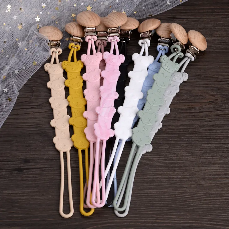 Personalized Name Baby Beech Wood Pacifier Chain Dummy Nipple Holder Clip Baby Soother Chain Babies Teething Toy Baby Chew Gift