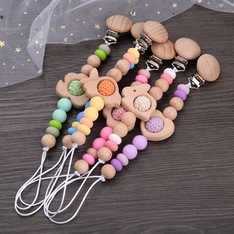 Custom Name  Baby Pacifier Chain Silicone Bead Personalized  Dummy Nipples Holder Clip Teether Toy Baby Accessories Gifts Custom