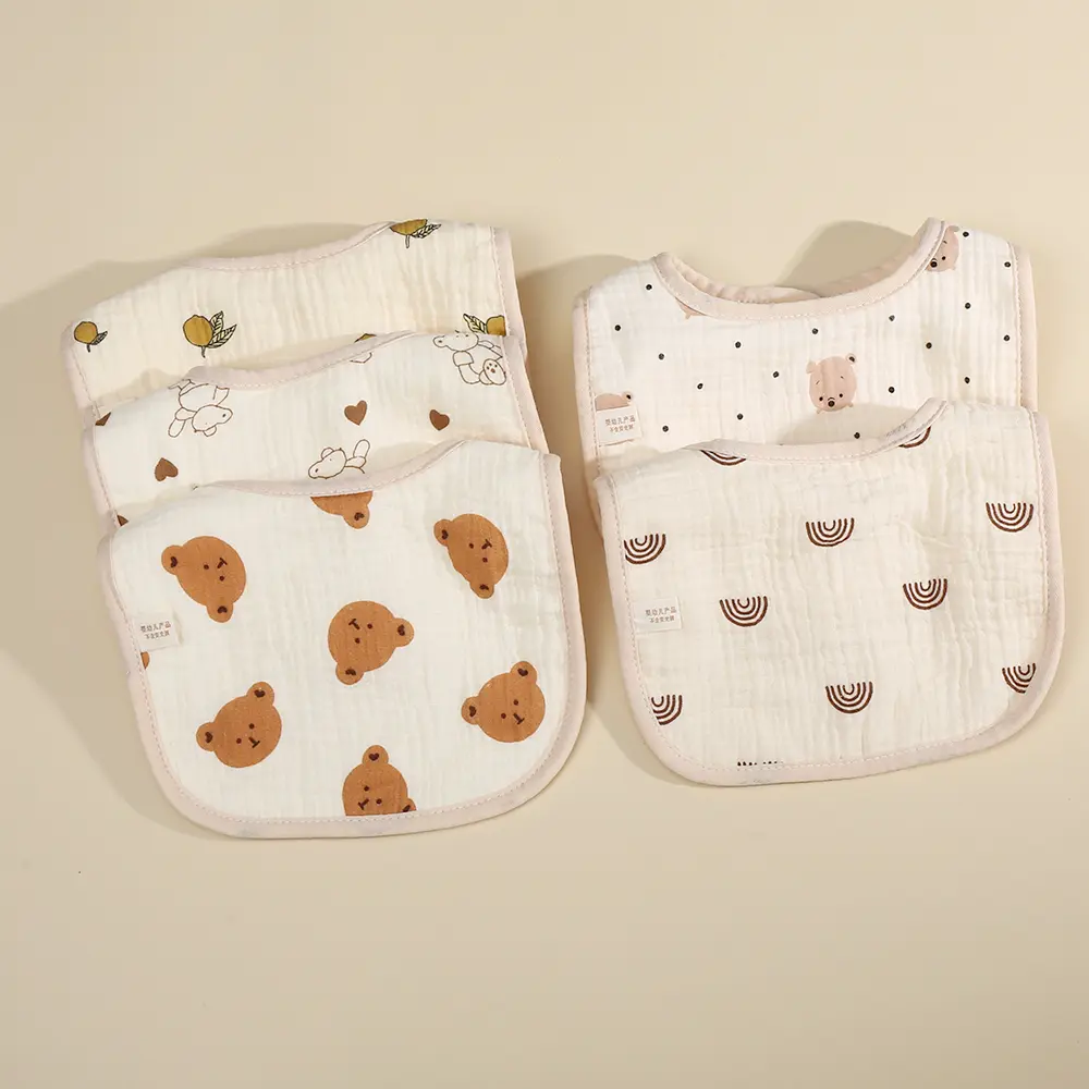 Cotton Soft Baby Bibs Infant Muslin Bib for Newborn Burp Cloths Heart Rainbow Scarf Kids Boys Girls Feeding Saliva Towel