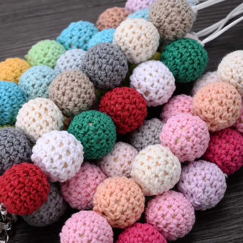 Customized Name Baby Pacifier Chain Handmade Personalized Wooden Clip Woolen Beads Holder Baby Teether Toys Baby Chew Gift