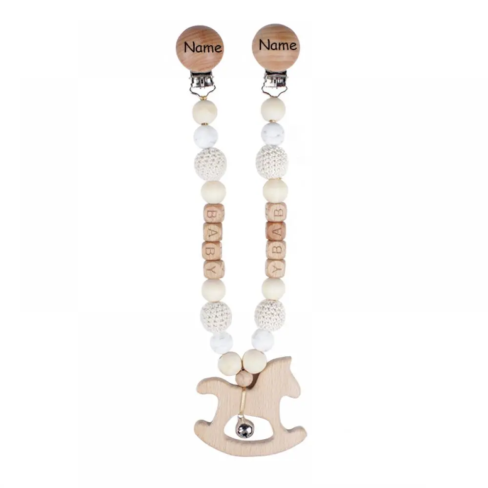 New Baby Pacifier Chain Personalized Name Custom Baby Dummy Nipple Holder Clip Babies Accessories Pendant Teething Toy Chew Gift