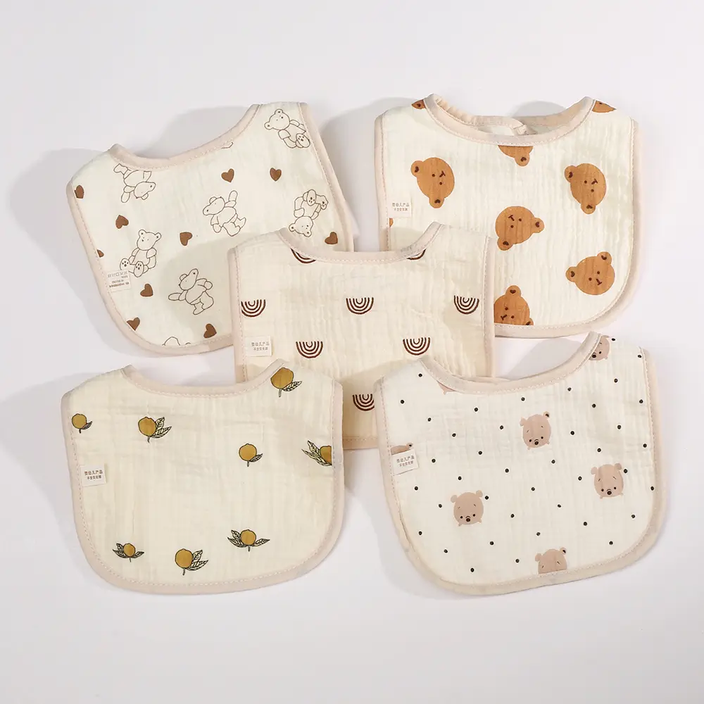 Cotton Soft Baby Bibs Infant Muslin Bib for Newborn Burp Cloths Heart Rainbow Scarf Kids Boys Girls Feeding Saliva Towel