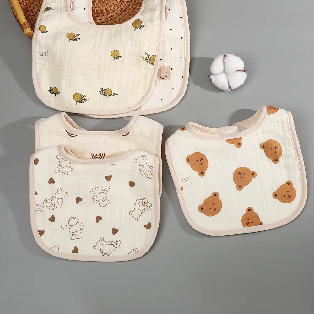 Cotton Soft Baby Bibs Infant Muslin Bib for Newborn Burp Cloths Heart Rainbow Scarf Kids Boys Girls Feeding Saliva Towel