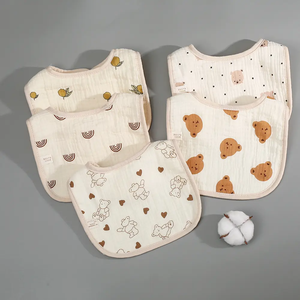 Cotton Soft Baby Bibs Infant Muslin Bib for Newborn Burp Cloths Heart Rainbow Scarf Kids Boys Girls Feeding Saliva Towel