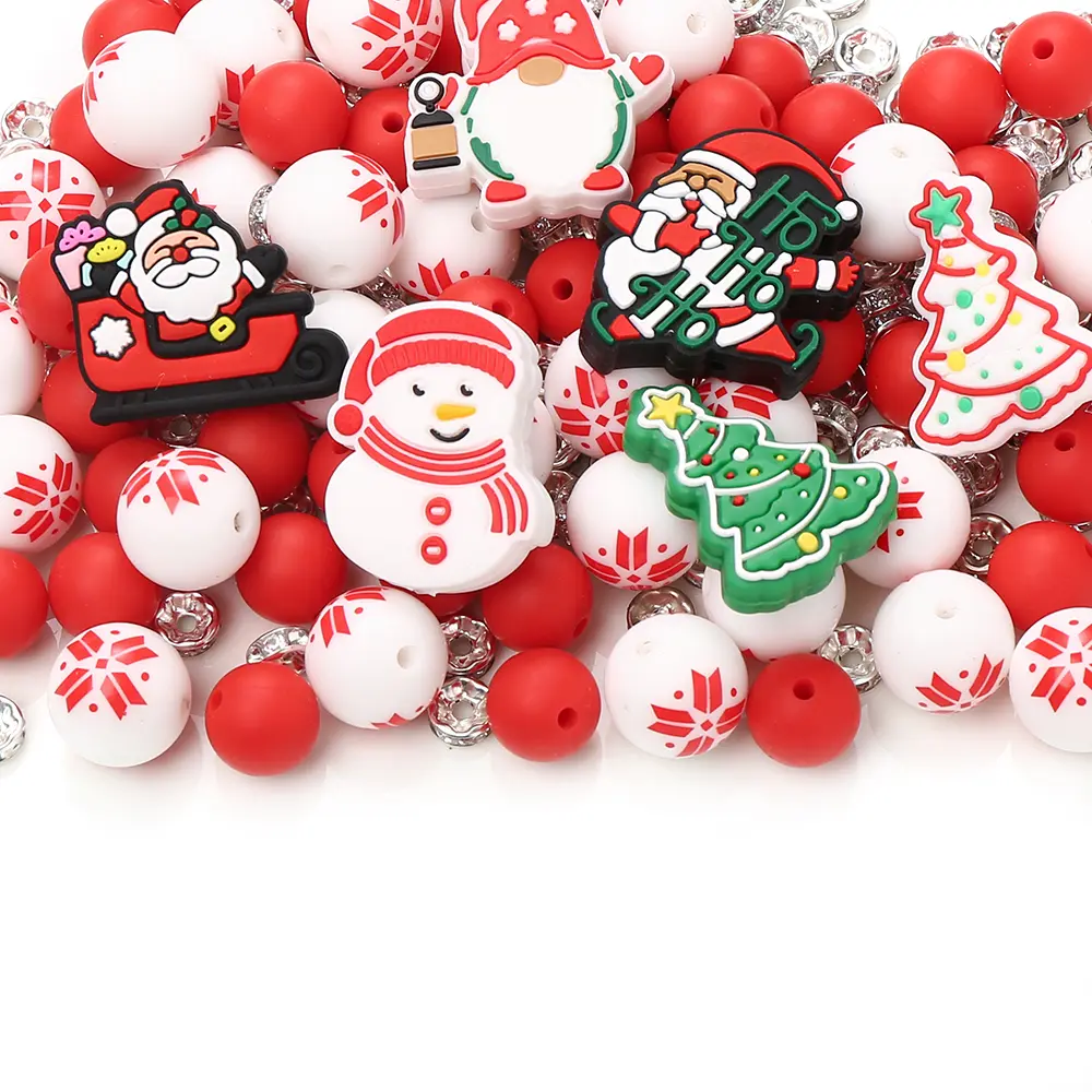 37Pcs/set Silicone Beads Kit Silicone Round Bead Focal Bead DIY Baby Pacifier Chain Teether Bracelet Necklace Accessories