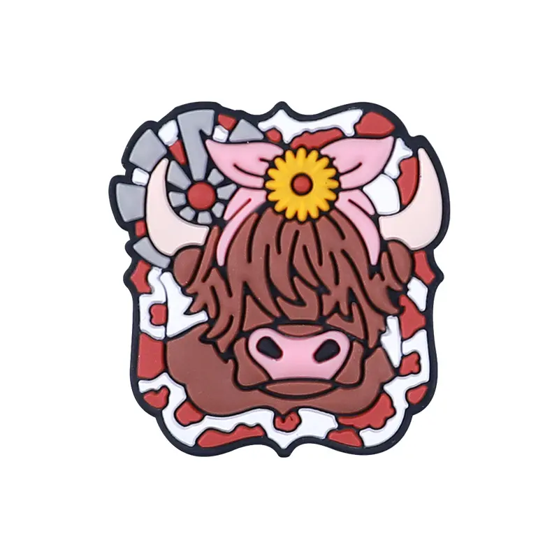 10Pcs Food Grade Silicone Teether Beads Cartoon Cow Head Chew Beads For Jewelry Making DIY Baby Keychain Bracelet Pacifier Chain