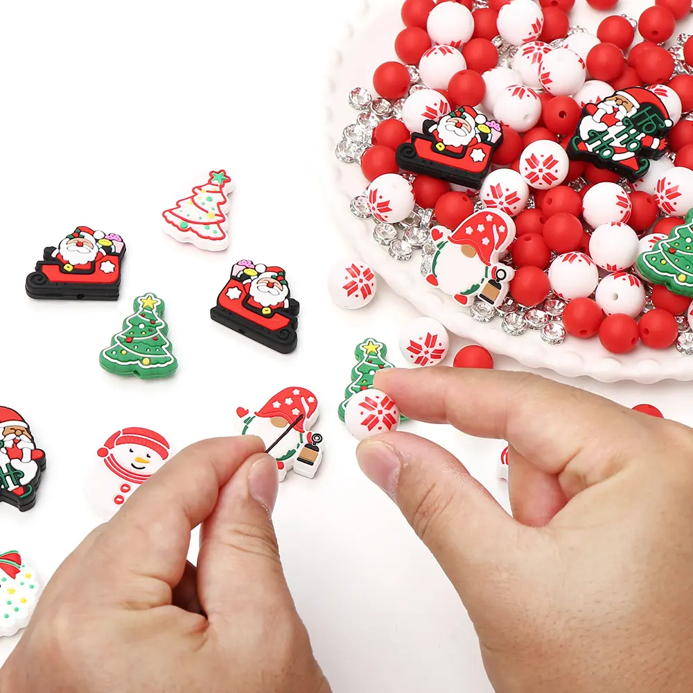 37Pcs/set Silicone Beads Kit Silicone Round Bead Focal Bead DIY Baby Pacifier Chain Teether Bracelet Necklace Accessories