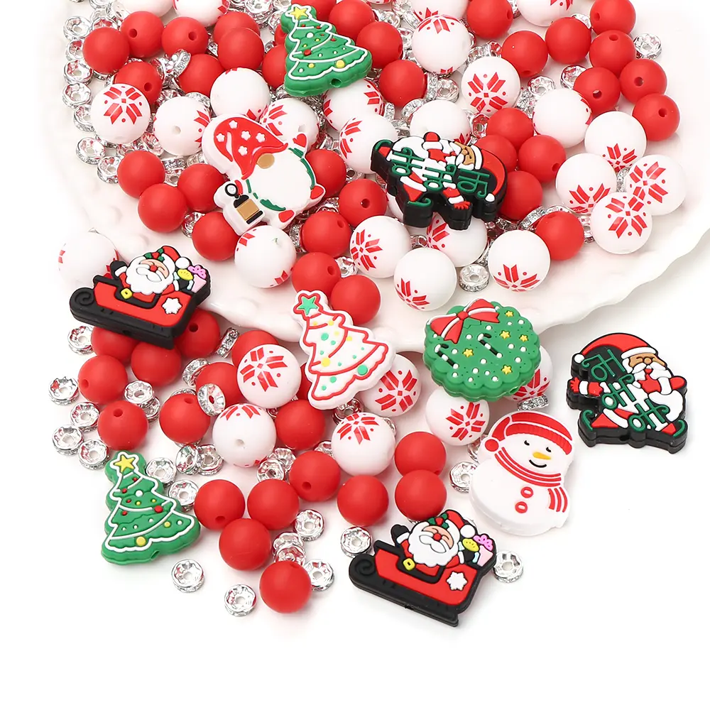 37Pcs/set Silicone Beads Kit Silicone Round Bead Focal Bead DIY Baby Pacifier Chain Teether Bracelet Necklace Accessories