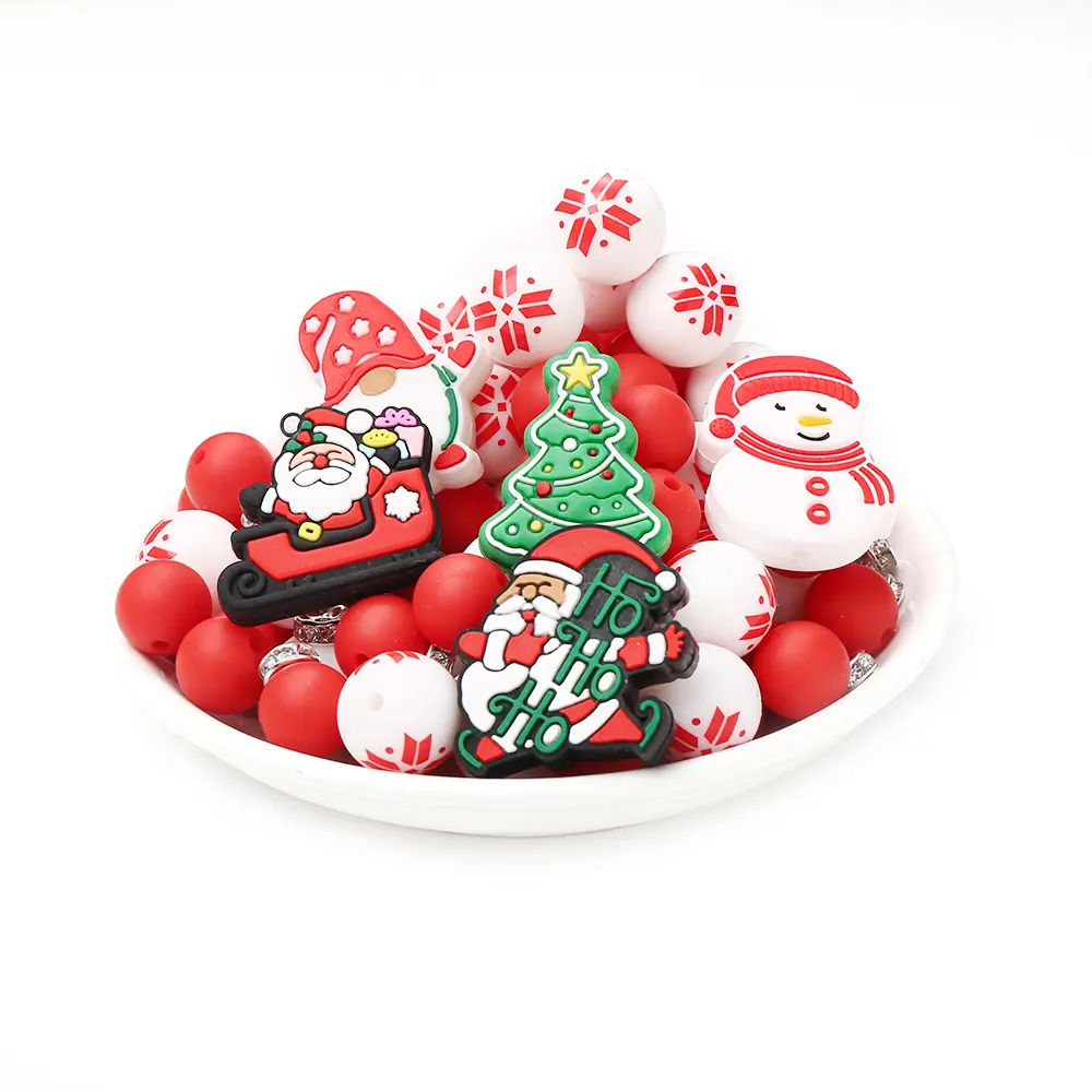 37Pcs/set Silicone Beads Kit Silicone Round Bead Focal Bead DIY Baby Pacifier Chain Teether Bracelet Necklace Accessories