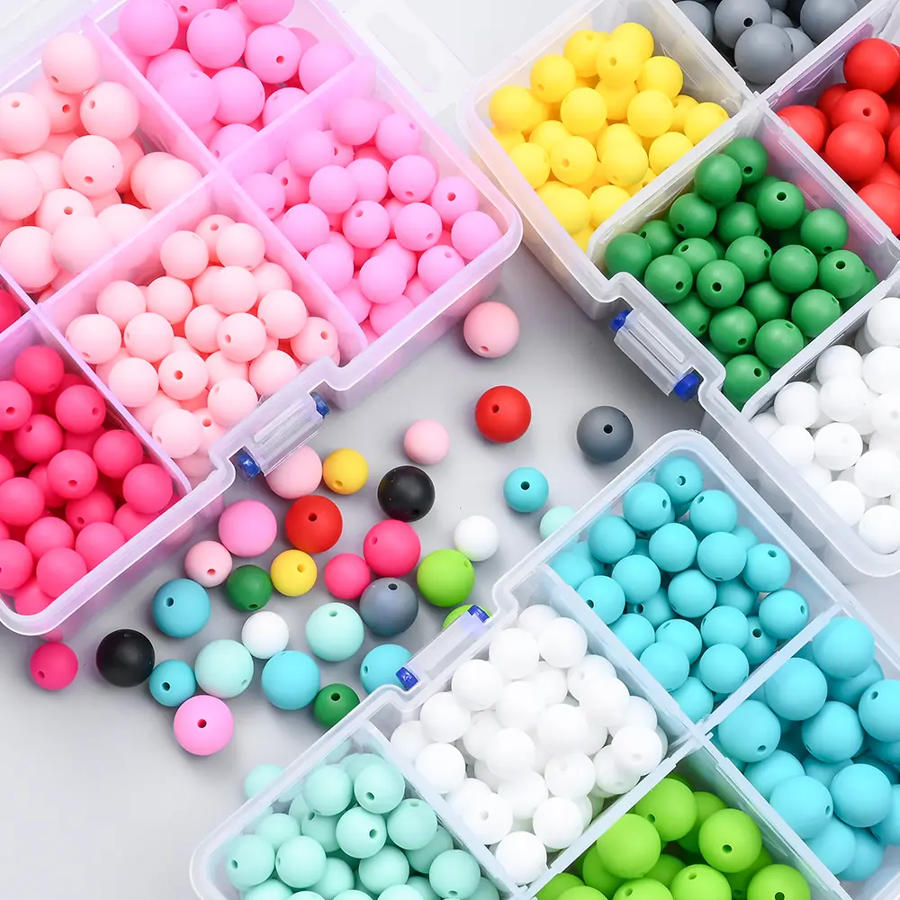 270Pcs 12/15mm Baby Silicone Round Beads For Nursing Bracelets Rodent Pacifier Clip Chain  Eco-friendly Pacifier Clips Chain