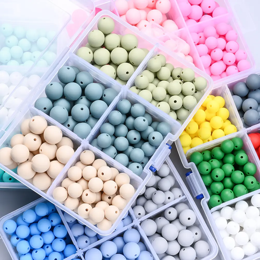 270Pcs 12/15mm Baby Silicone Round Beads For Nursing Bracelets Rodent Pacifier Clip Chain  Eco-friendly Pacifier Clips Chain