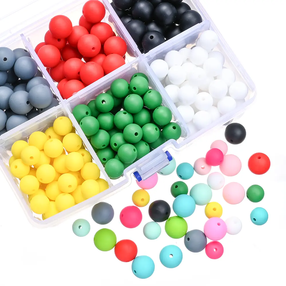 270Pcs 12/15mm Baby Silicone Round Beads For Nursing Bracelets Rodent Pacifier Clip Chain  Eco-friendly Pacifier Clips Chain