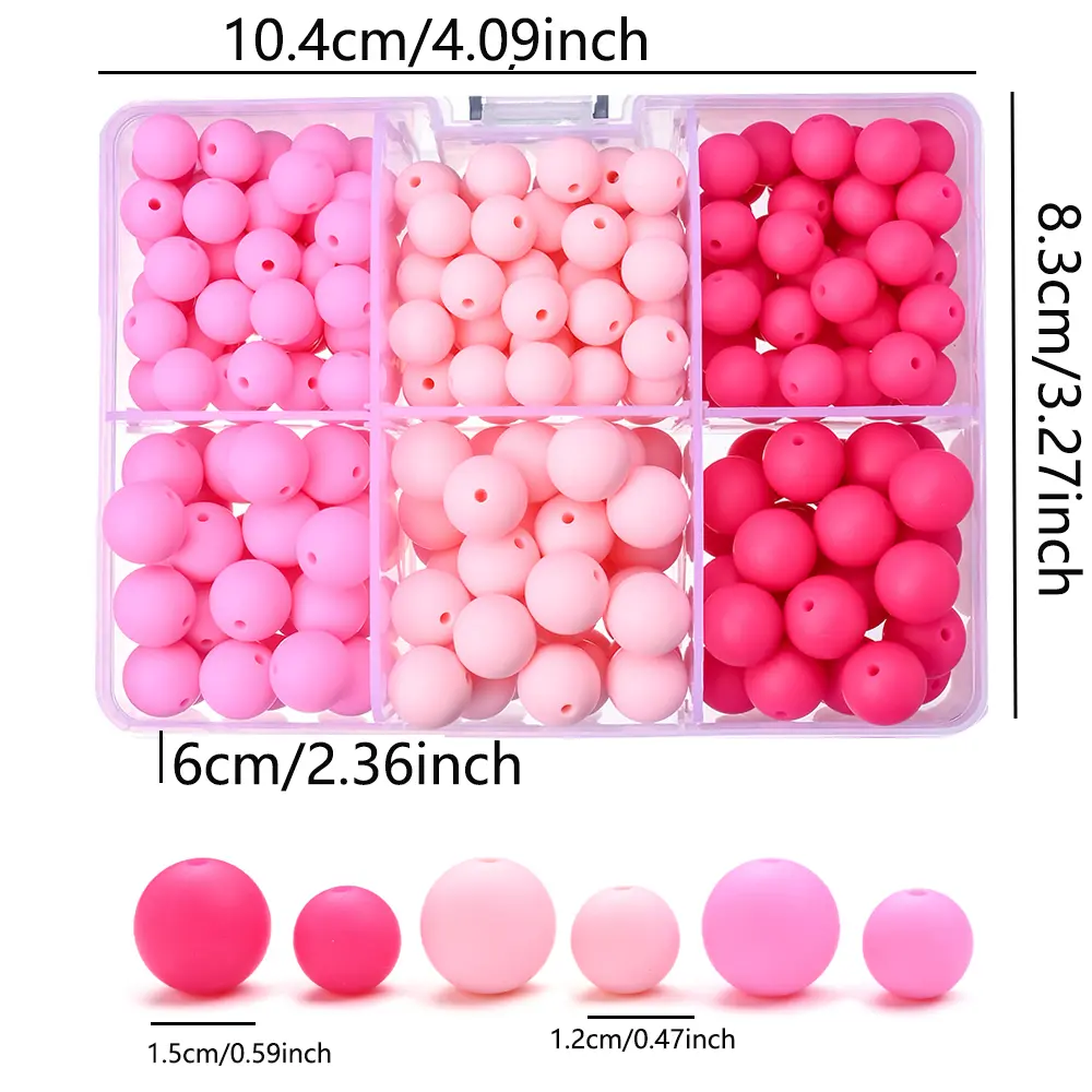 270Pcs 12/15mm Baby Silicone Round Beads For Nursing Bracelets Rodent Pacifier Clip Chain  Eco-friendly Pacifier Clips Chain