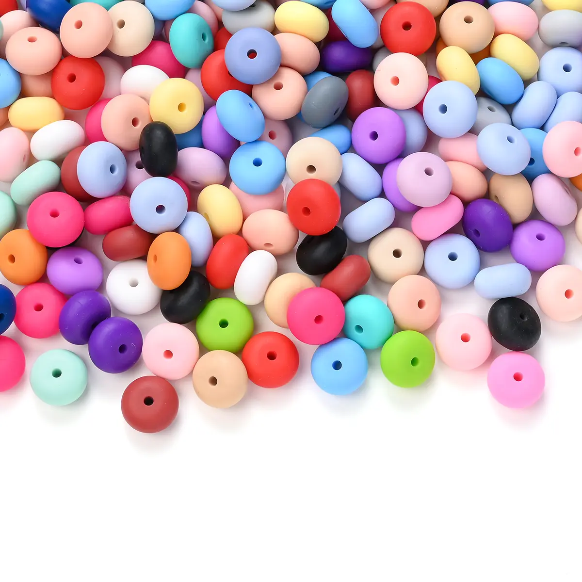 14mm 360Pcs Mini Abacus Silicone Beads Food Grade Saucer Loose Beads for Baby Teether Necklace Pacifier Clip Jewelry Making