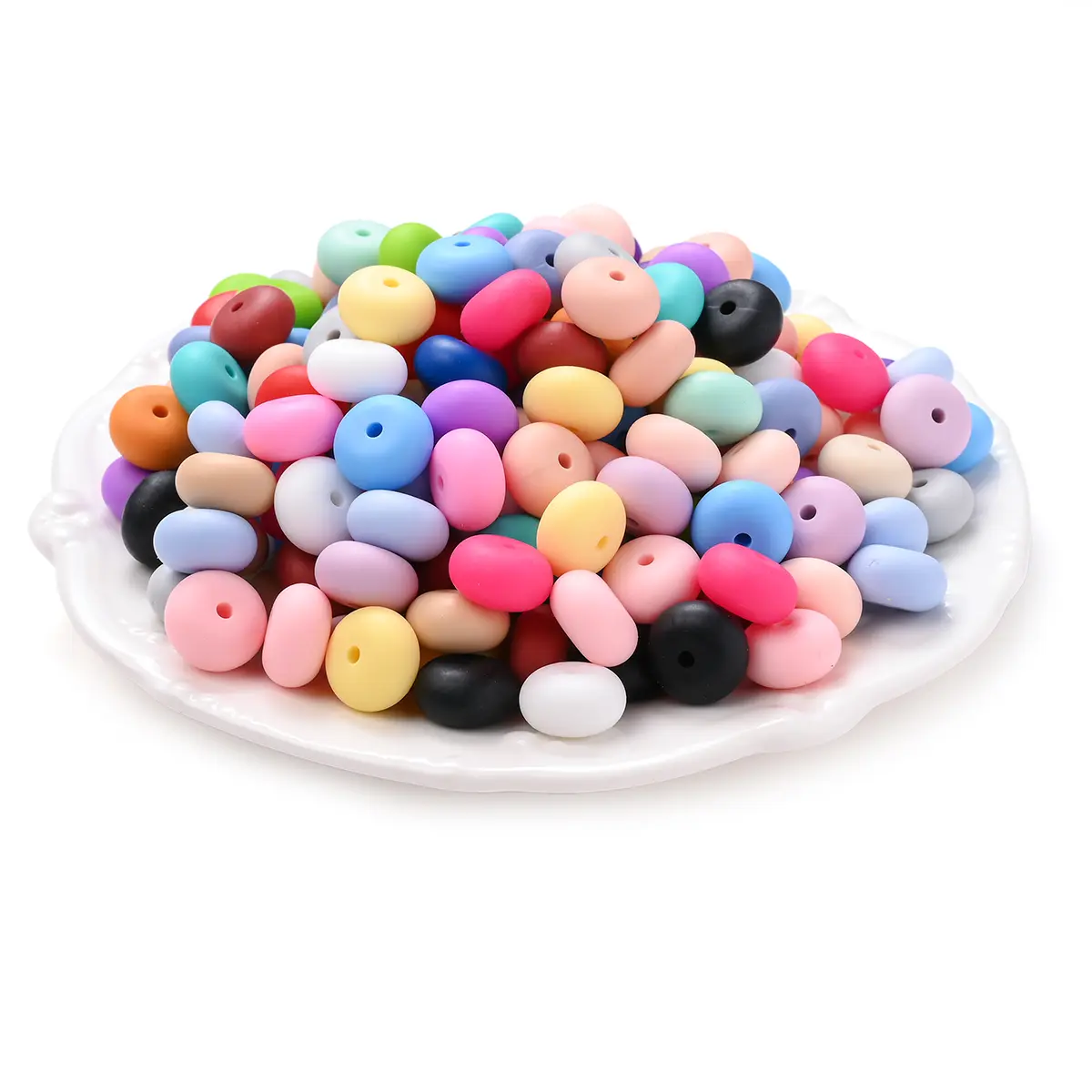 14mm 360Pcs Mini Abacus Silicone Beads Food Grade Saucer Loose Beads for Baby Teether Necklace Pacifier Clip Jewelry Making