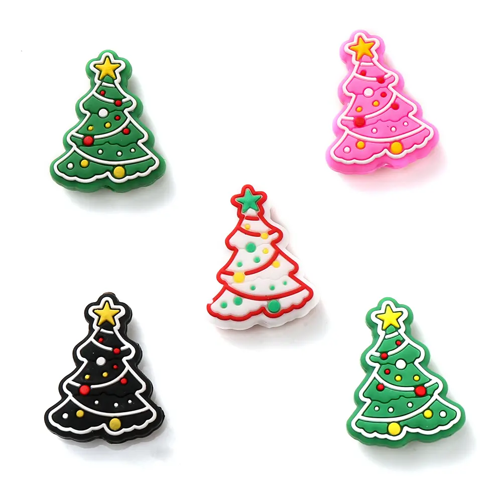 10pcs Christmas Tree Silicone Focal Teethe Beads Food Grade Baby Chewing Teether Toy Beads DIY Nipple Chain Jewelry Accessories