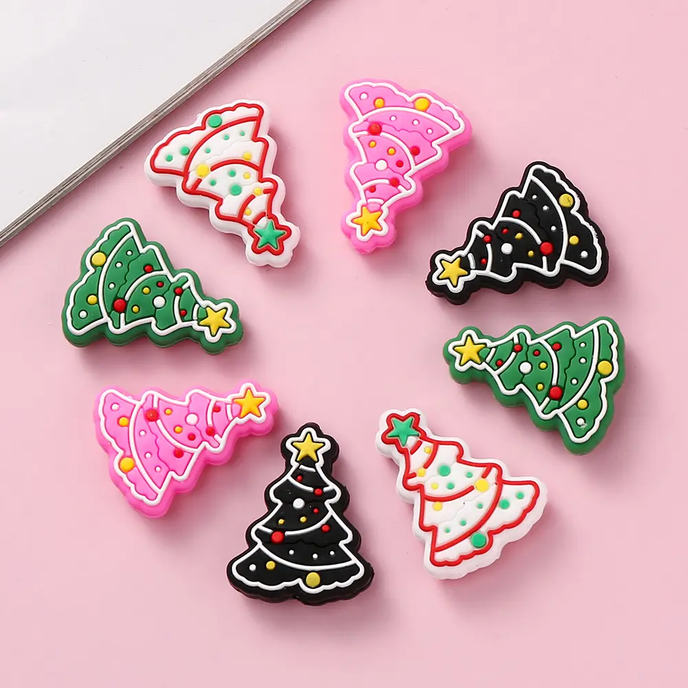 10pcs Christmas Tree Silicone Focal Teethe Beads Food Grade Baby Chewing Teether Toy Beads DIY Nipple Chain Jewelry Accessories
