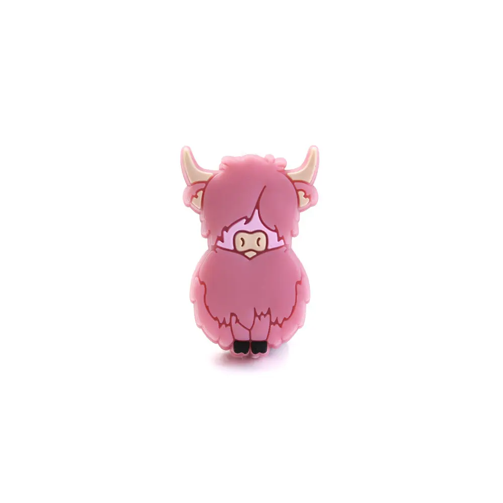 10pcs 20x31mm Creative Cartoon Cow Silicone Beads Suitable For Daily Care OF Newborns Chewing Mixed Tether Bead Toy Nipple Chain