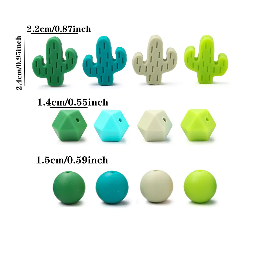 32Pcs Cactus Beads Octagonal Beads Green Festive Decoration Beads DIY Handmade Baby Necklace Bracelet Pacifier Chain Accessorie