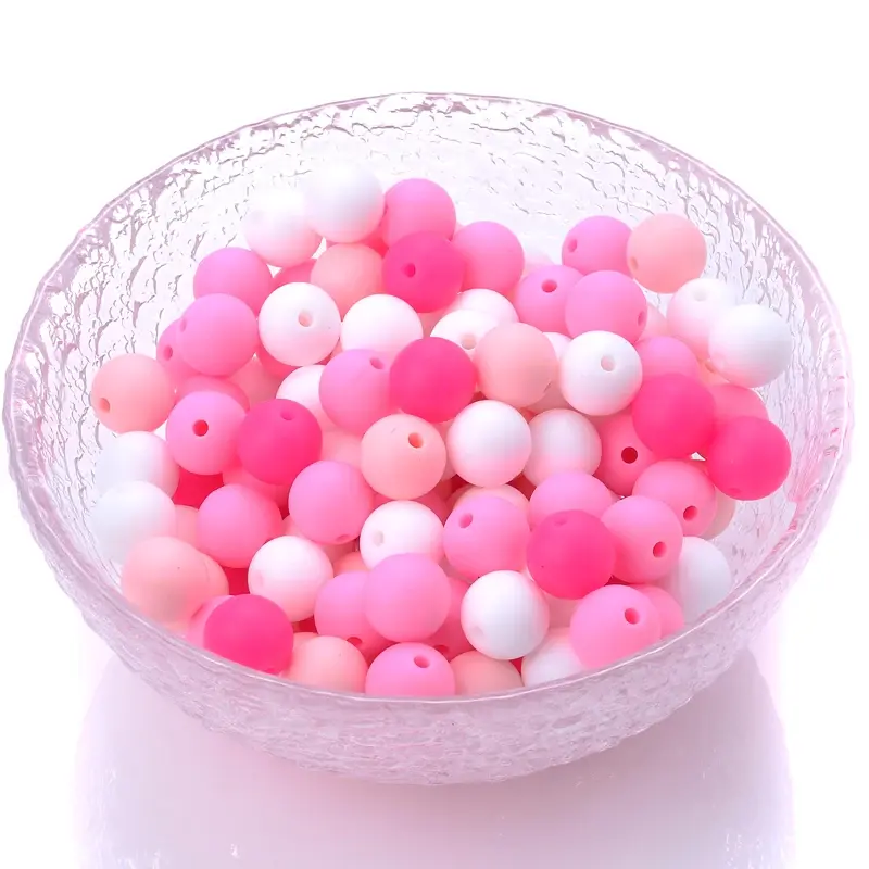100pcs 12mm Silicone Beads Baby Teething Beads Pacifier Chain Teething Toy BPA Free Chewable Beads Teether DIY Accessories